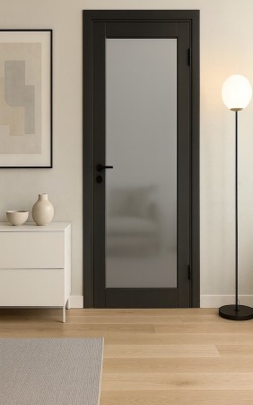 Innerdør Q-Edge 1 Glassdør 100x210 Dempet sort