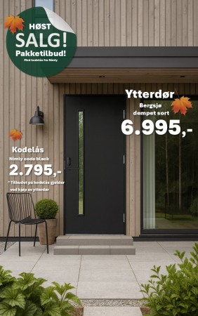 YTTERDØR BERGSJØ DEMPET SORT - KAMPANJE NÅ KR.6.995,-