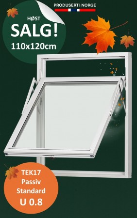 Toppsving Vindu 110x120cm 3-lags U 0,8 Passiv