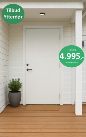 YTTERDØR TORSVIK HVIT - KAMPANJE NÅ KR.4.995,-