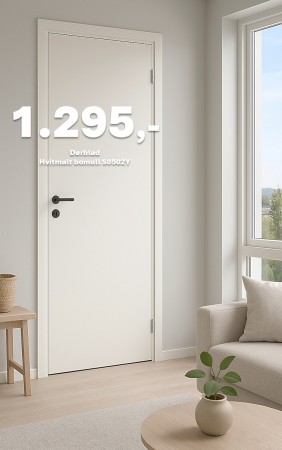 INNERDØR SLETT KOMPAKT HVIT BOMULL