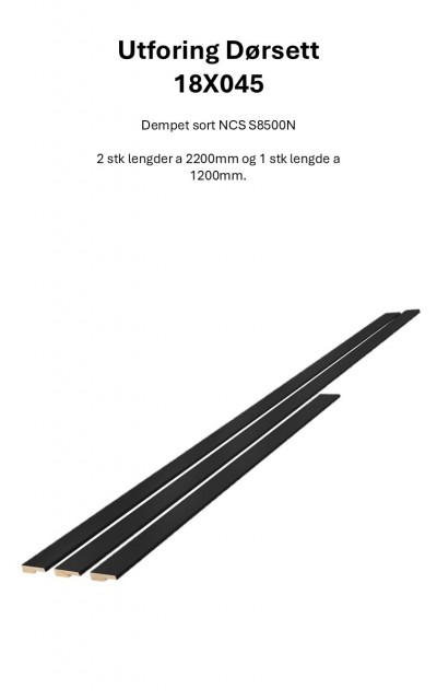 Utforing Dørsett 18X045 Dempet Sort S8500N